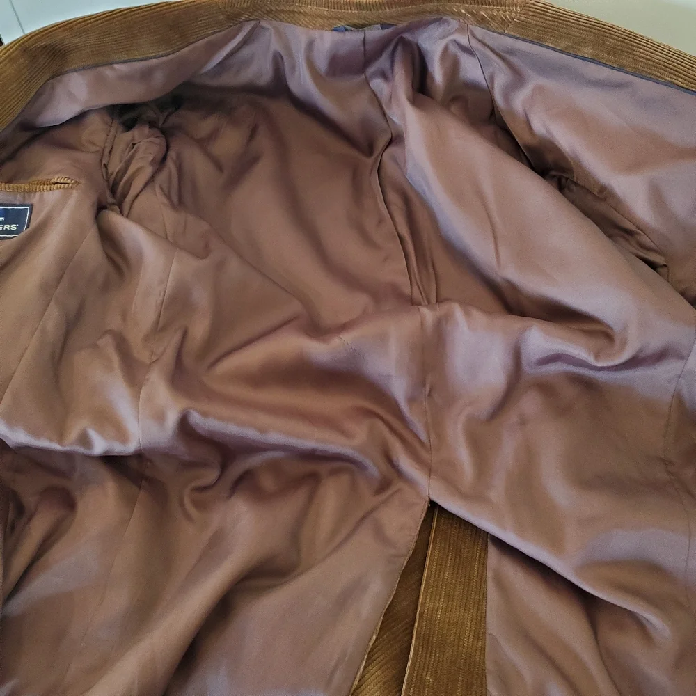 DOCKERS Men 44L Brown Corduroy Sport Coat Jacket Blazer 2 Button Office Casual